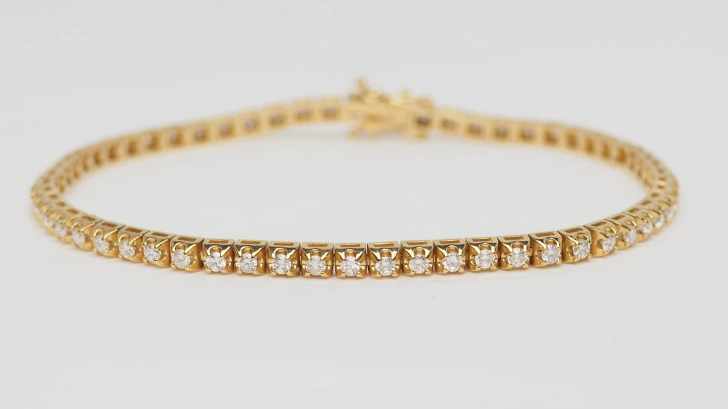 Bracelet rivière en or jaune et diamants 1,50ct