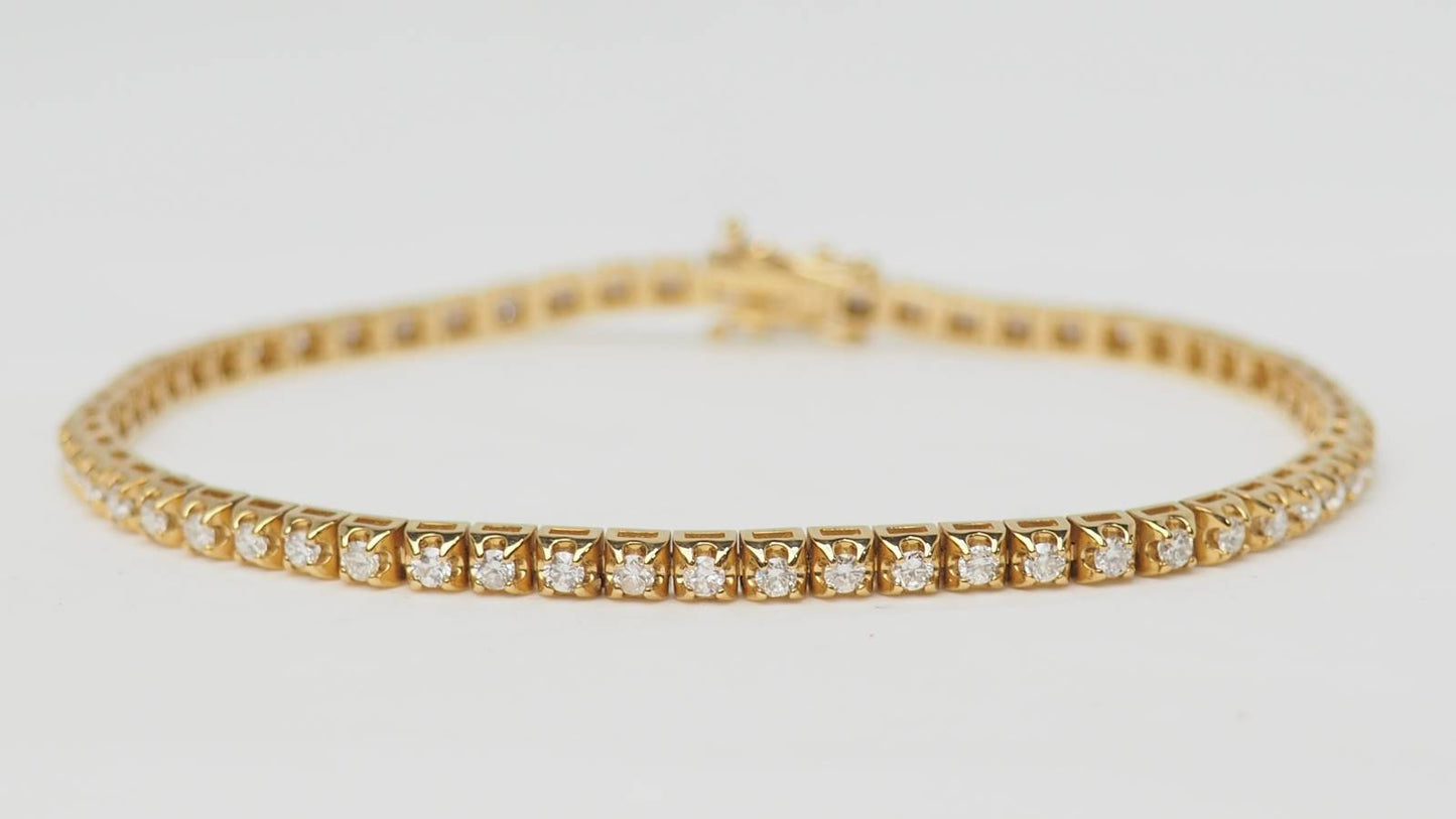 Bracelet rivière en or jaune et diamants 1,50ct