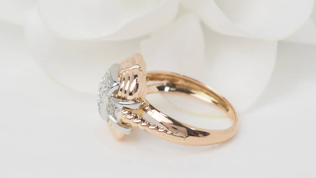 Bague Tank en or jaune et diamants