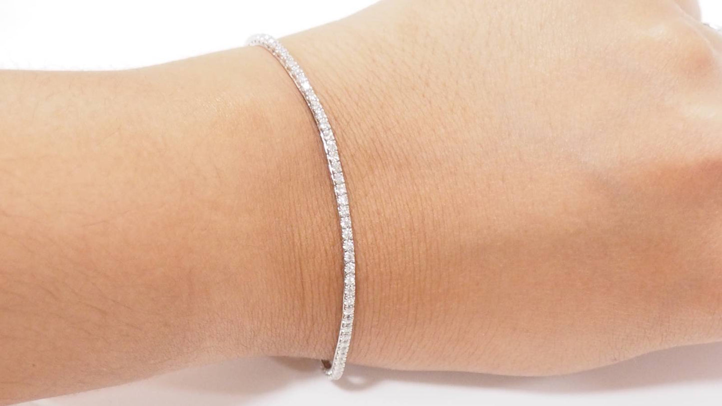 Bracelet rivière en or blanc et diamants 1ct