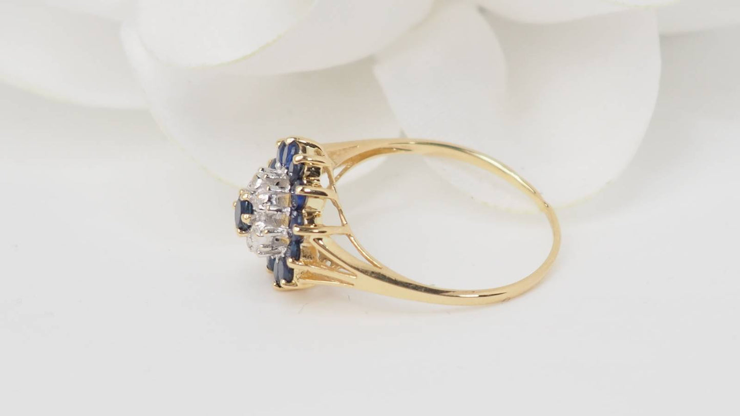 Bague marguerite saphirs et diamants