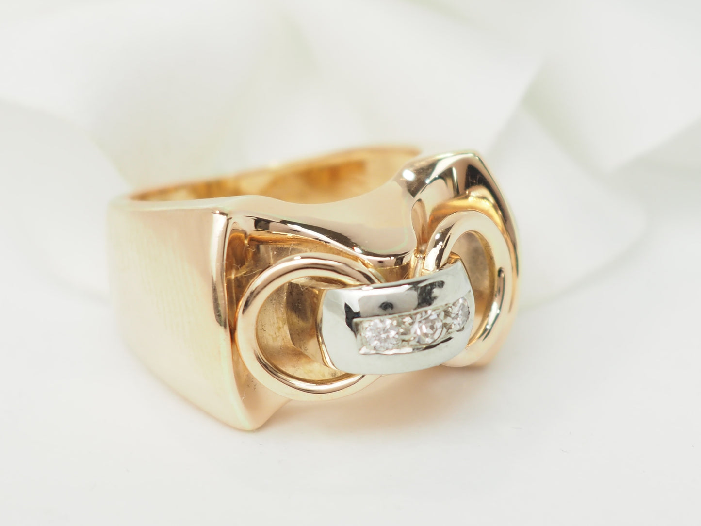 Bague Tank en or rose et diamants