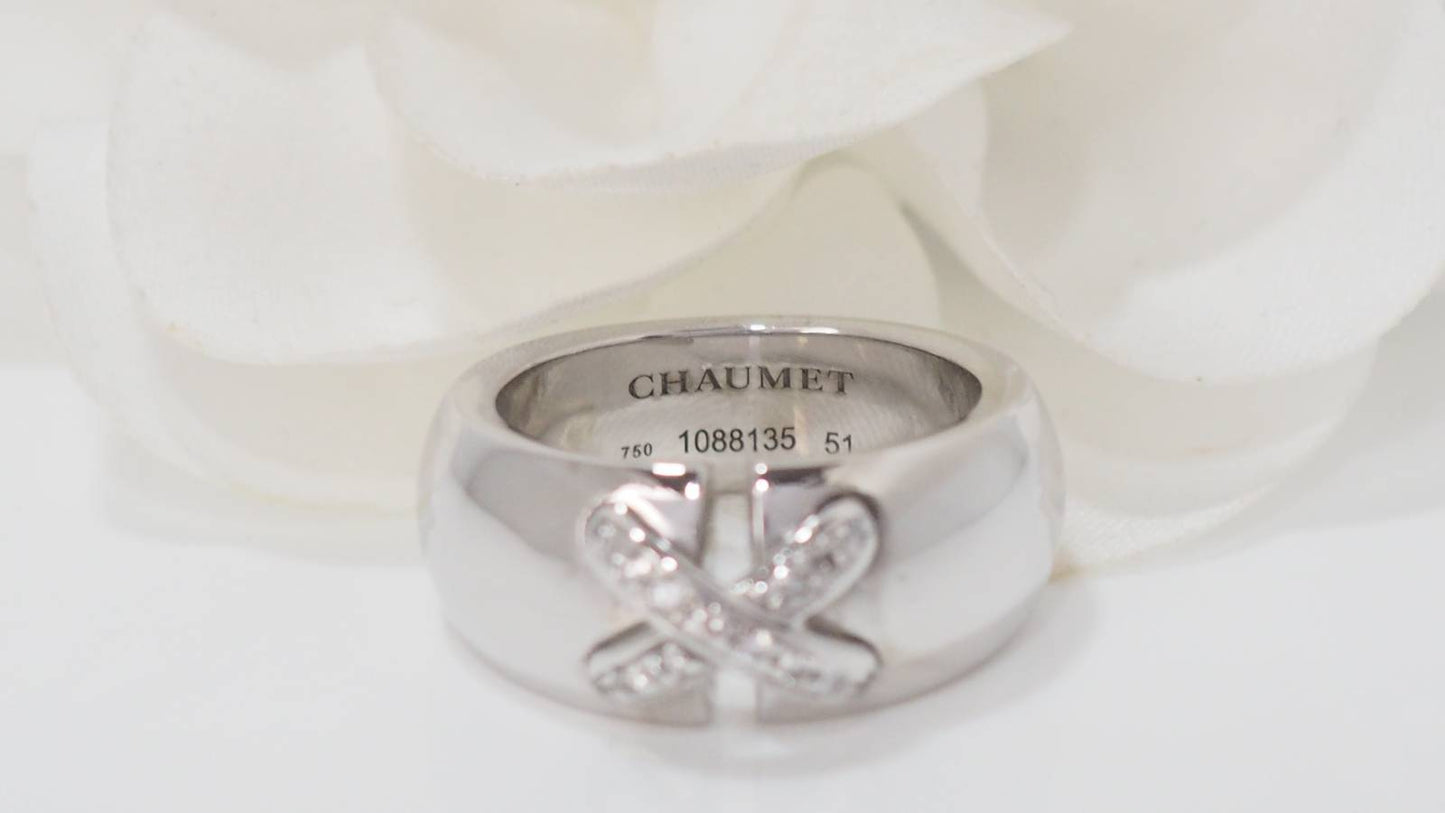 Bague Chaumet double Liens en or blanc et diamants