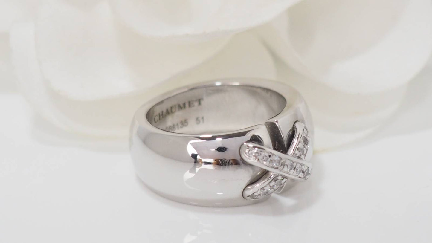 Bague Chaumet double Liens en or blanc et diamants