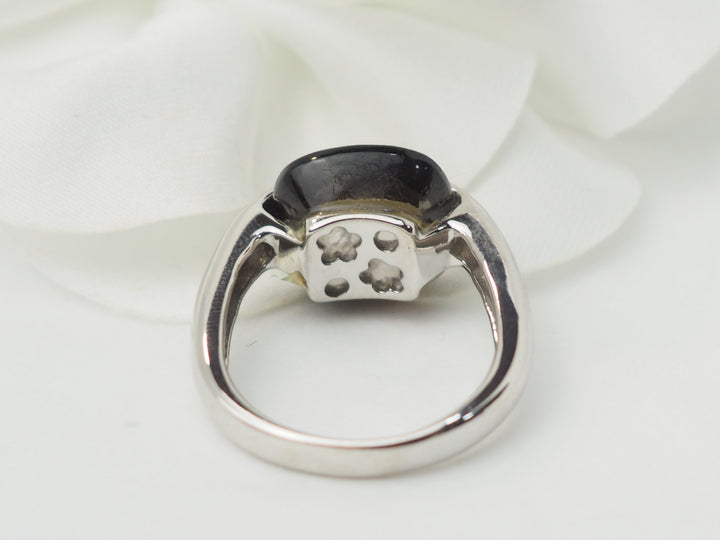 Bague en or blanc, quartz fumé et diamants