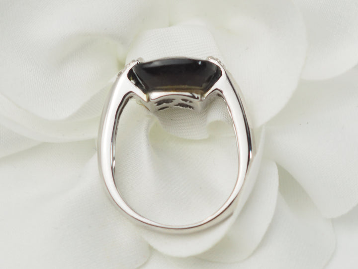 Bague en or blanc, quartz fumé et diamants