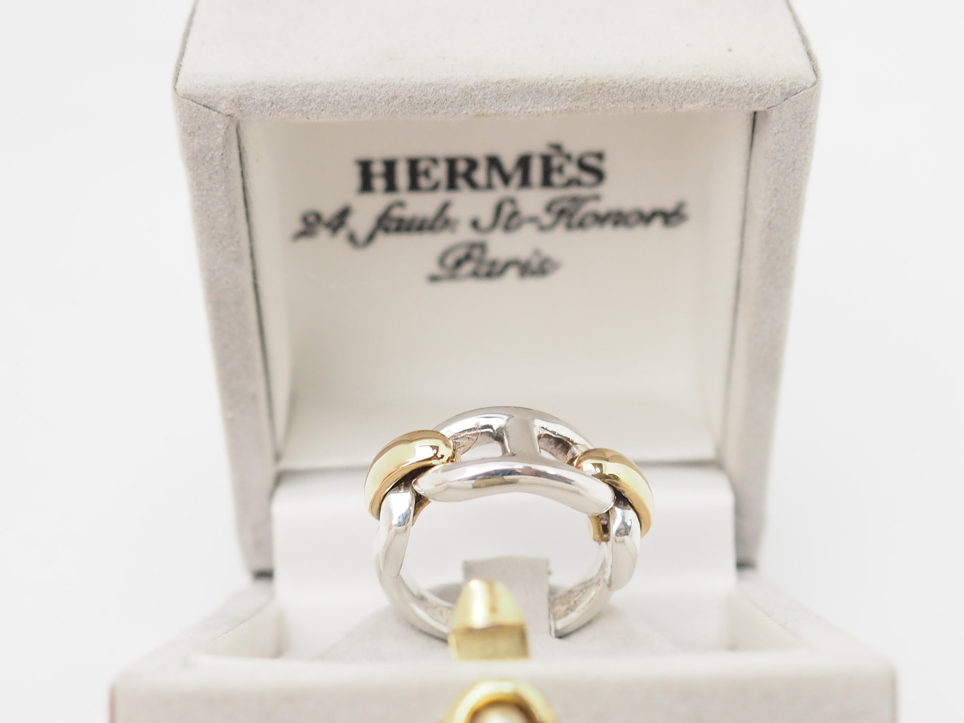 Bague Hermès Chaîne d'Ancre en or jaune et argent