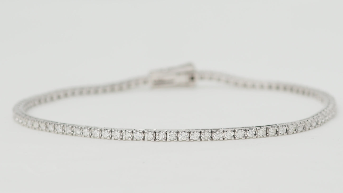 Bracelet rivière en or blanc et diamants 1ct