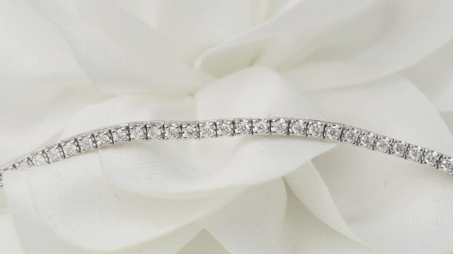 Bracelet rivière en or blanc et diamants 1ct