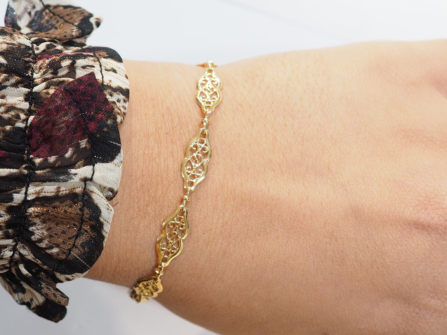 bracelet maille filigrane ancien en or jaune