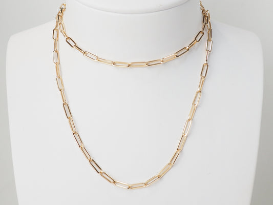 Sautoir maille rectangulaire en or jaune