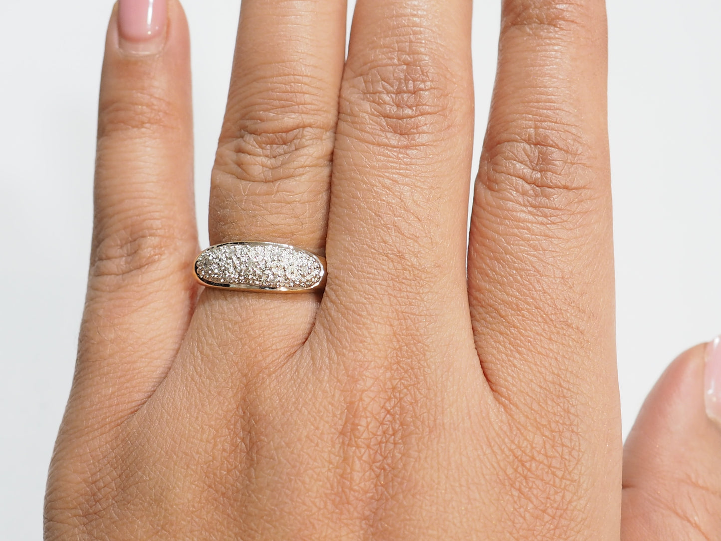 Bague jonc en or bicolore et diamants