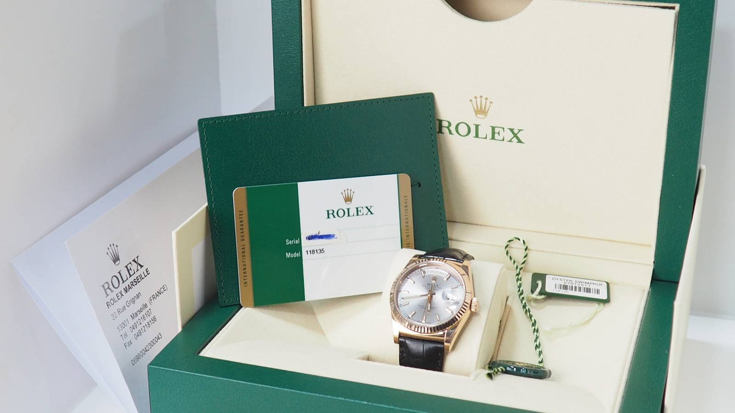 Rolex Day-Date en Or rose et Bracelet Cuir