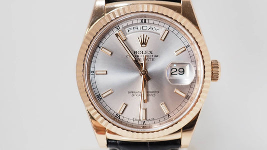 Rolex Day-Date en Or rose et Bracelet Cuir