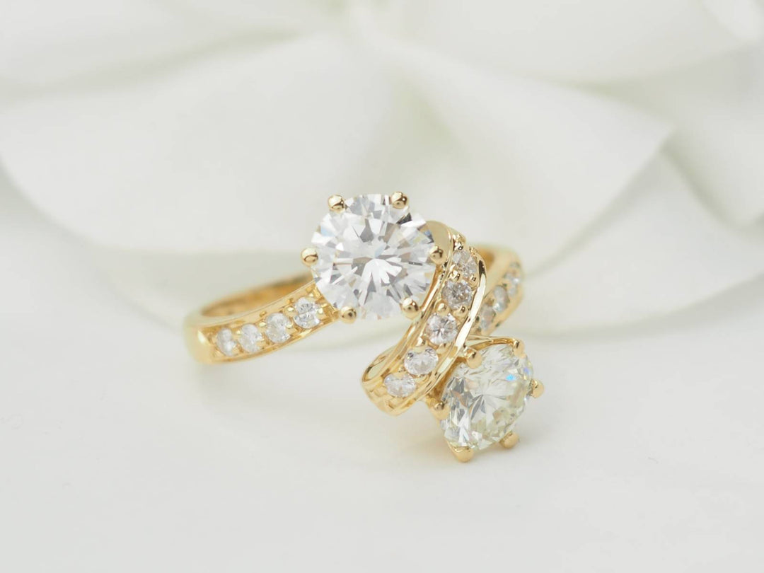 Bague Toi et Moi en or jaune et diamants