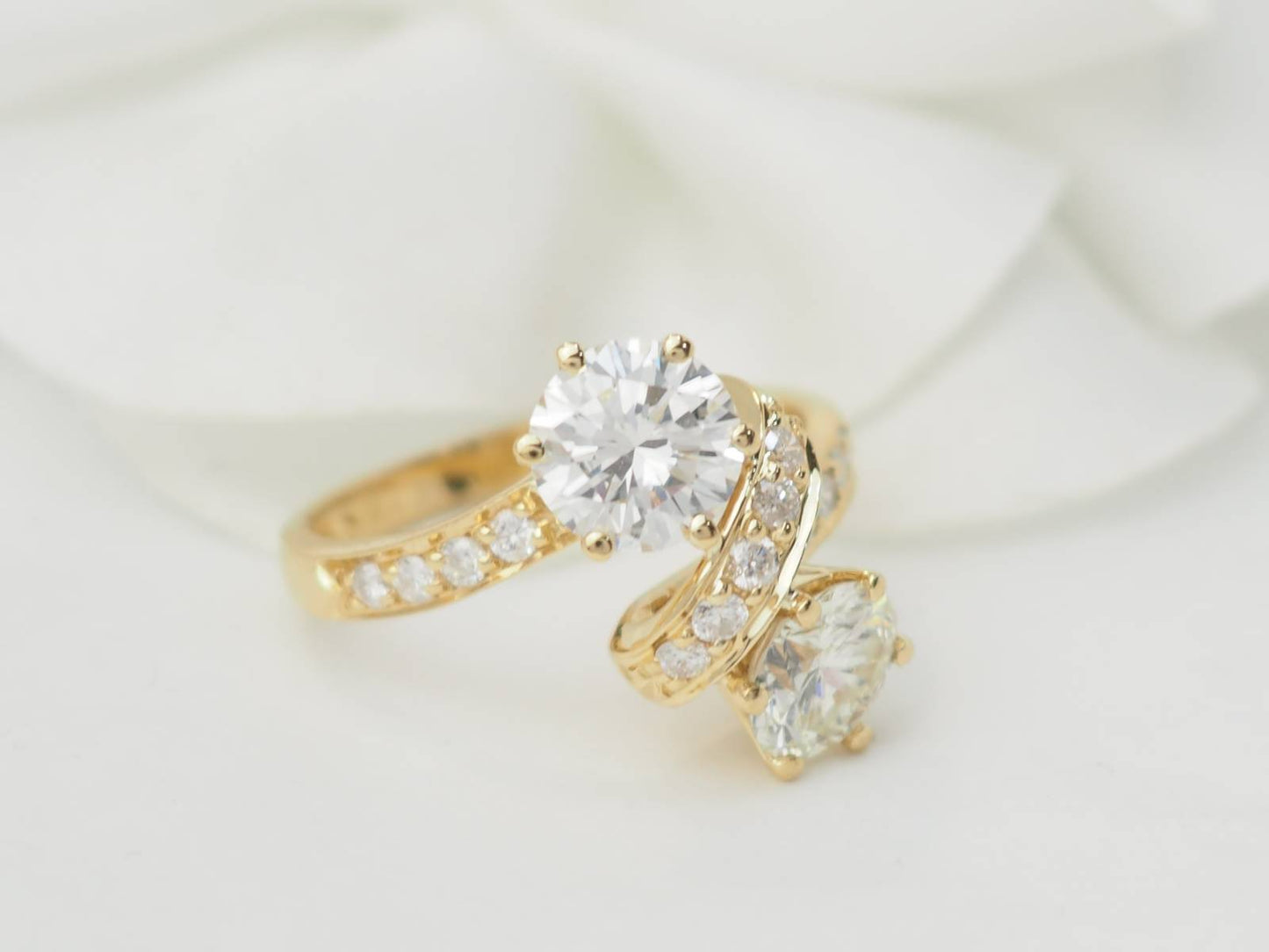 Bague Toi et Moi en or jaune et diamants