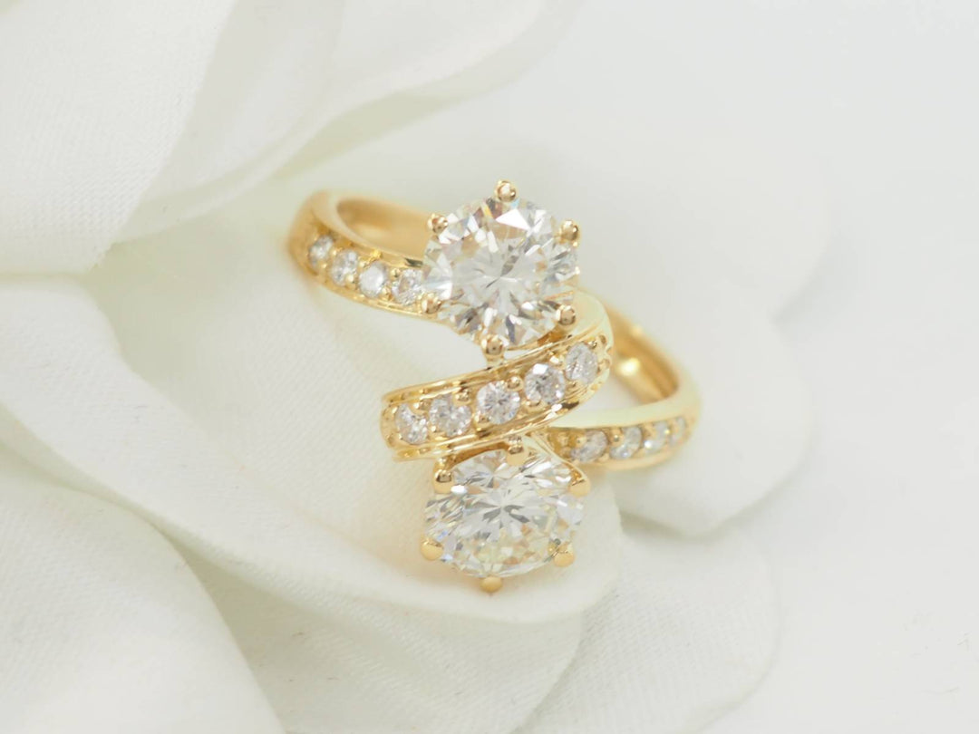 Bague Toi et Moi en or jaune et diamants