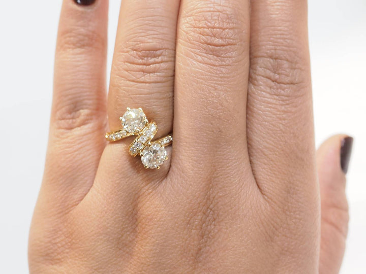 Bague Toi et Moi en or jaune et diamants