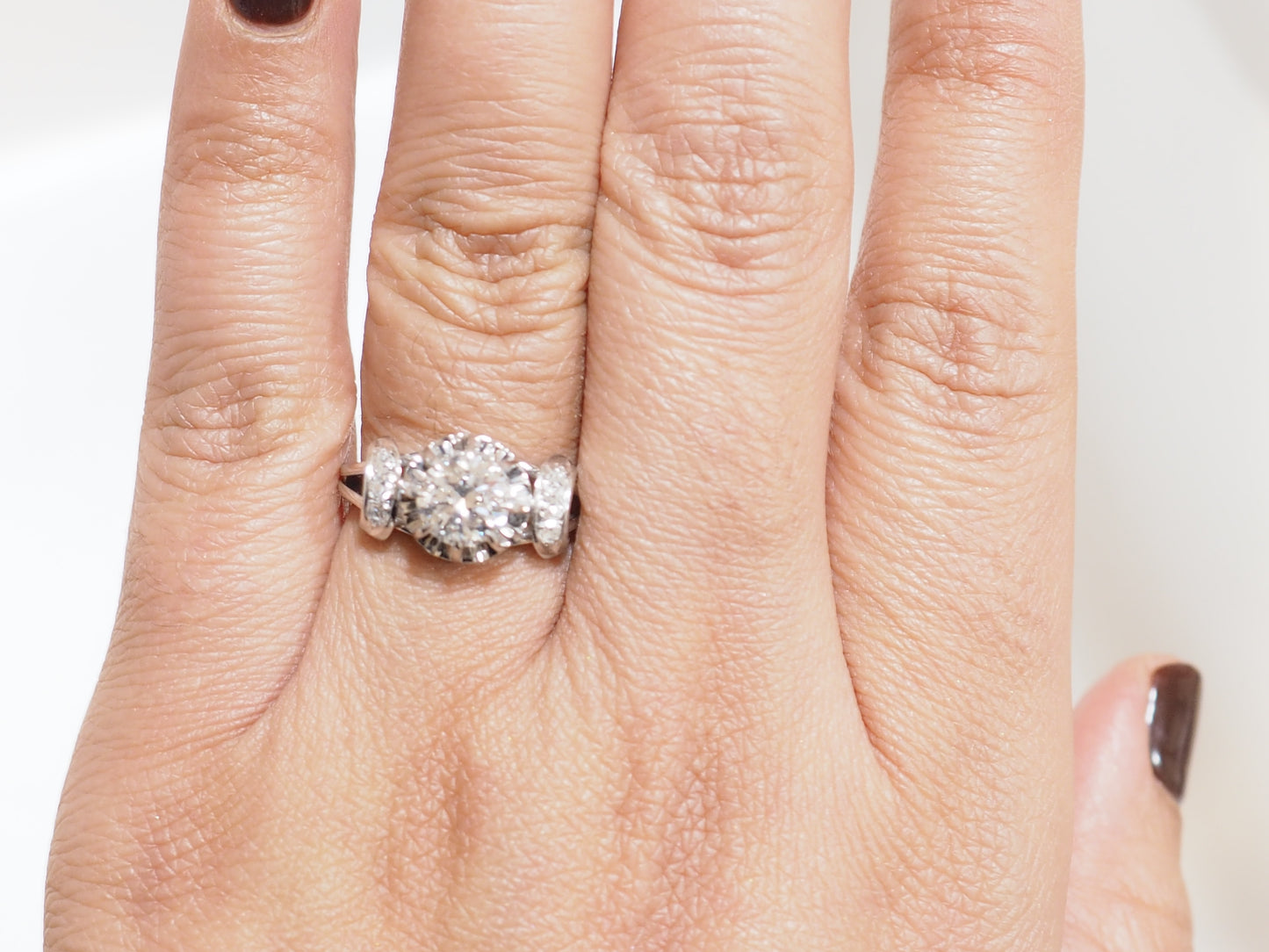 Bague solitaire en or blanc platine et diamant 1,20ct