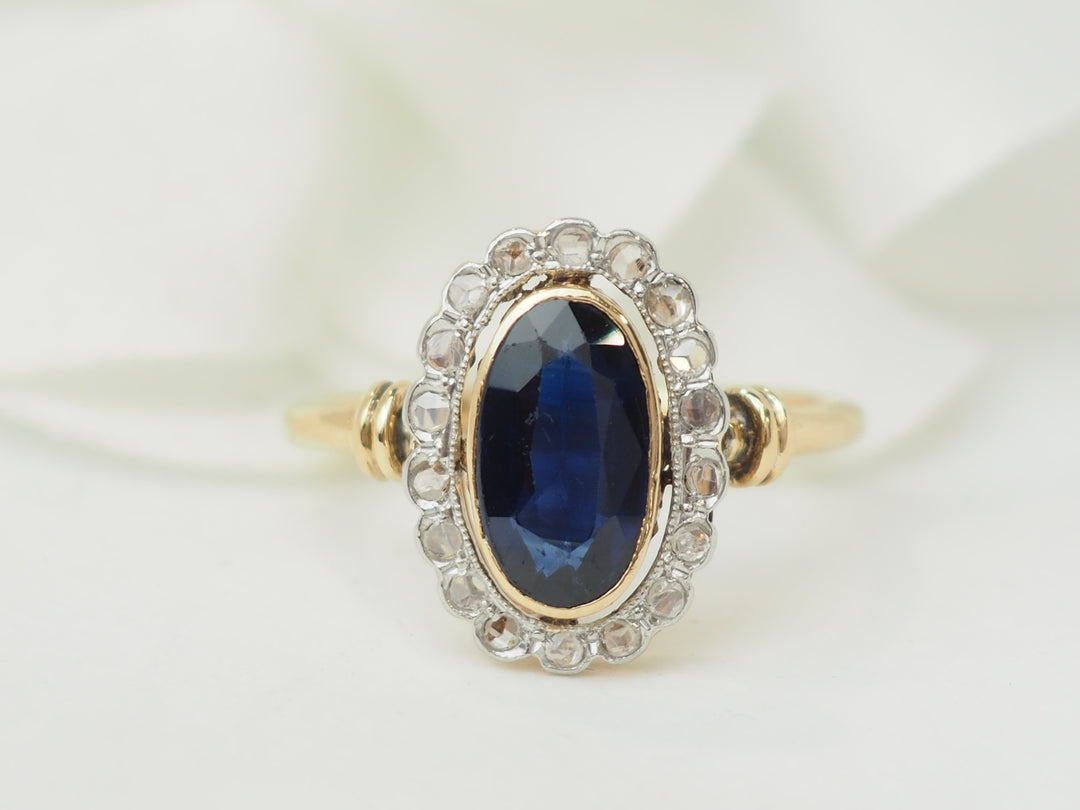 Bague pompadour en or jaune et diamants
