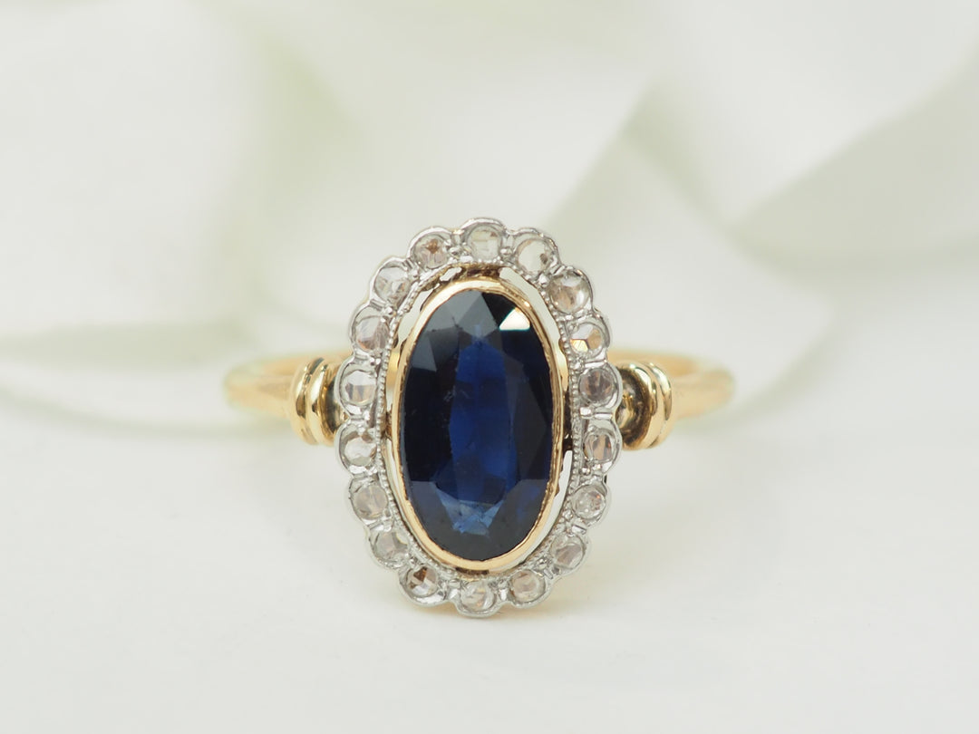 Bague pompadour en or jaune et diamants