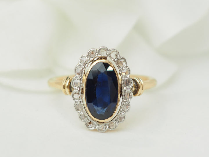Bague pompadour en or jaune et diamants