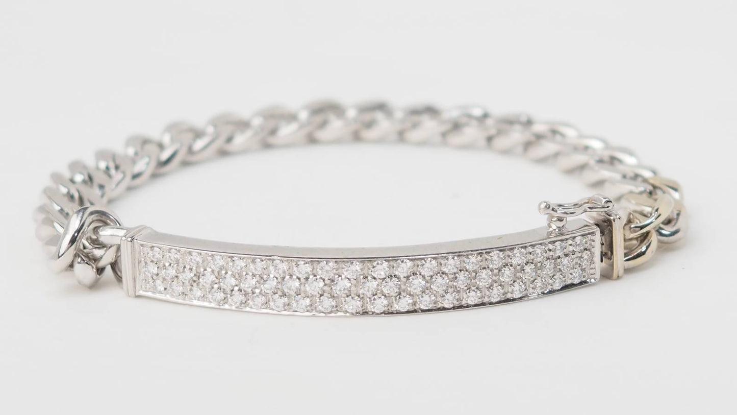 Bracelet souple en or blanc pavé de diamants