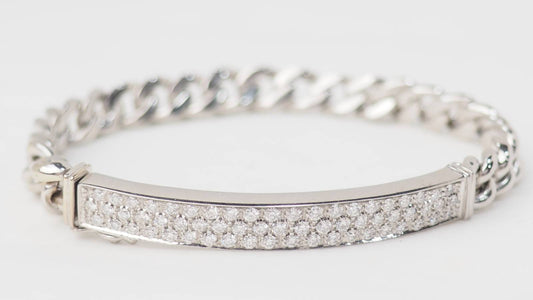 Bracelet souple en or blanc pavé de diamants