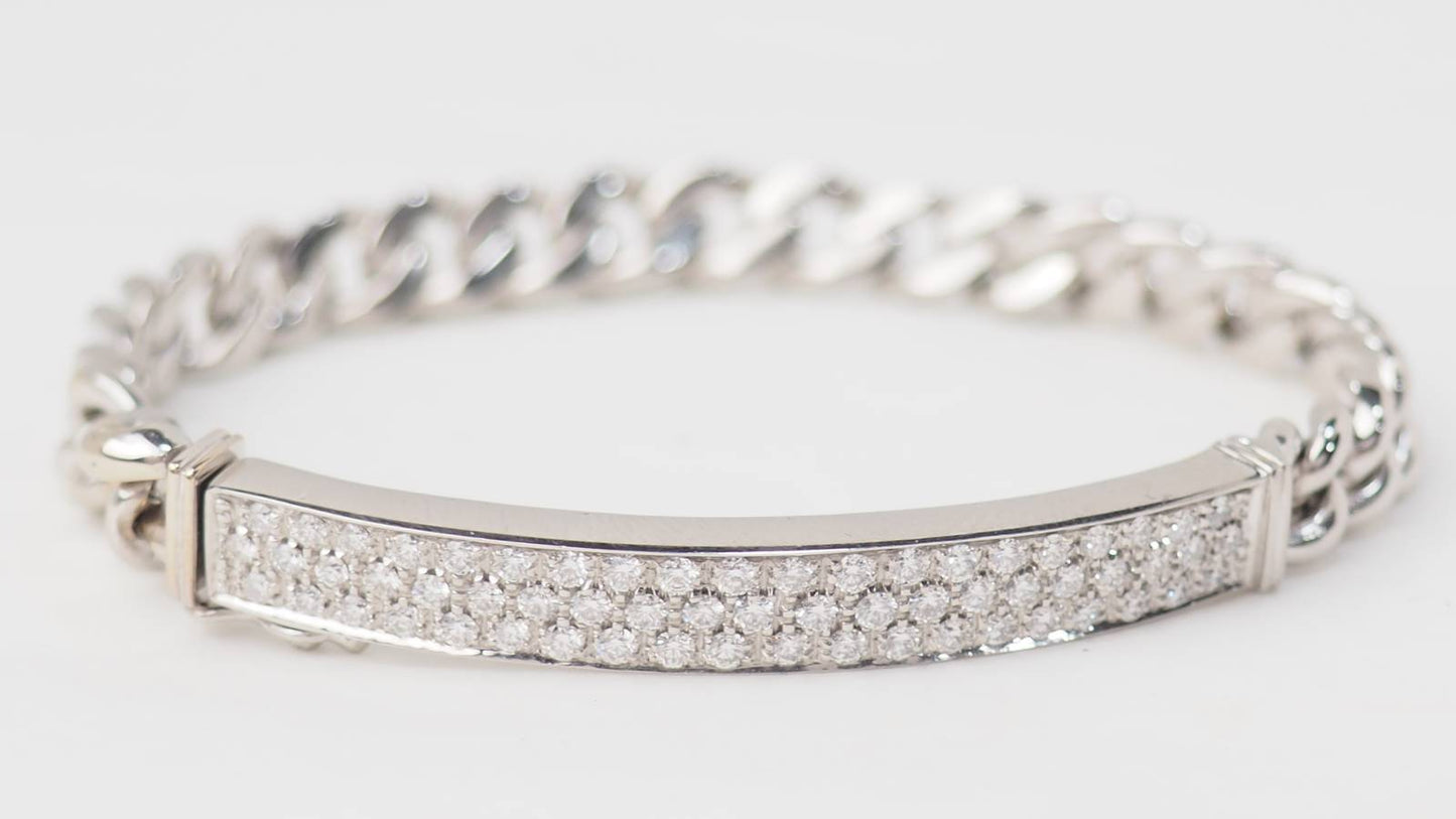 Bracelet souple en or blanc pavé de diamants