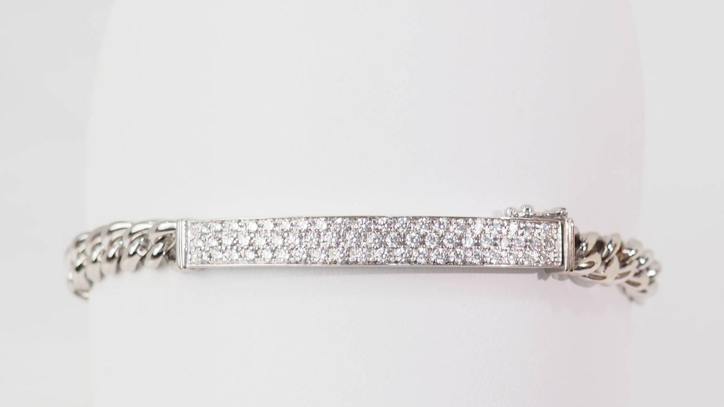 Bracelet souple en or blanc pavé de diamants