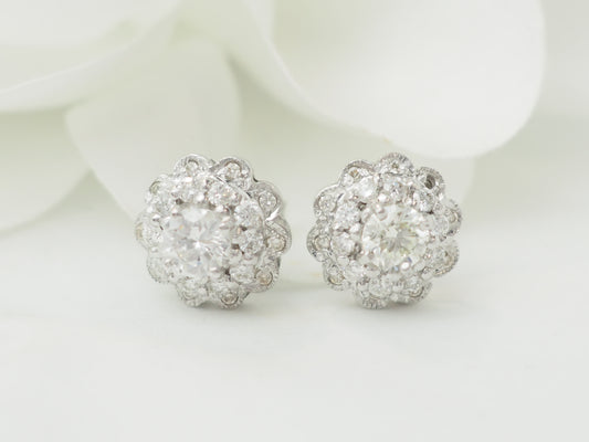 puces d'oreilles en or blanc et diamants pas cher