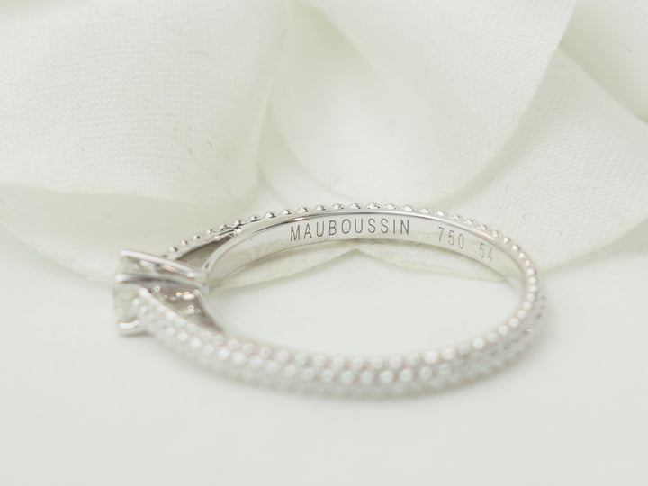 Bague solitaire Mauboussin "Fan du premier jour" en or blanc et diamant