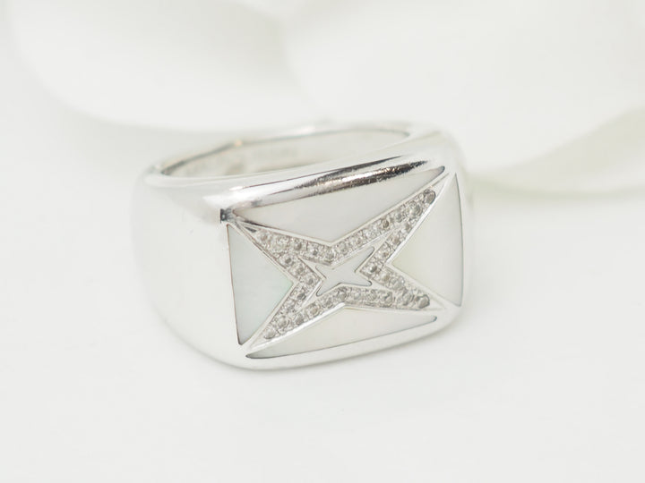 Bague Mauboussin "Grande vie" en or blanc, Nacre et diamants