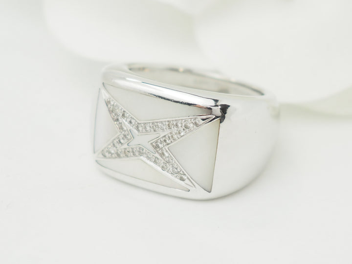Bague Mauboussin "Grande vie" en or blanc, Nacre et diamants
