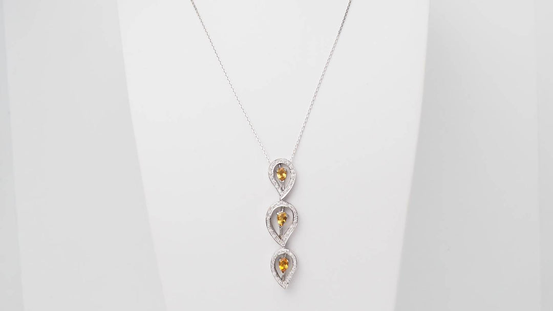 Collier en or blanc, citrine et diamants