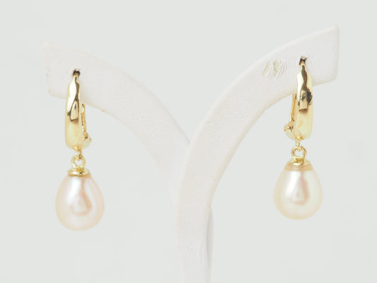 Boucles d’oreilles en Or Jaune et Perles de Culture