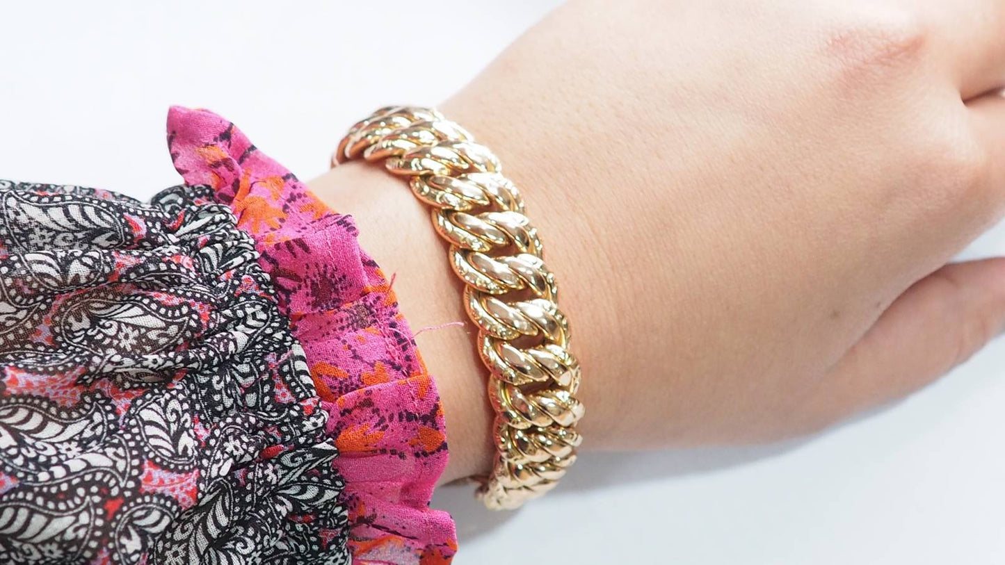 Bracelet vintage maille américaine en or rose
