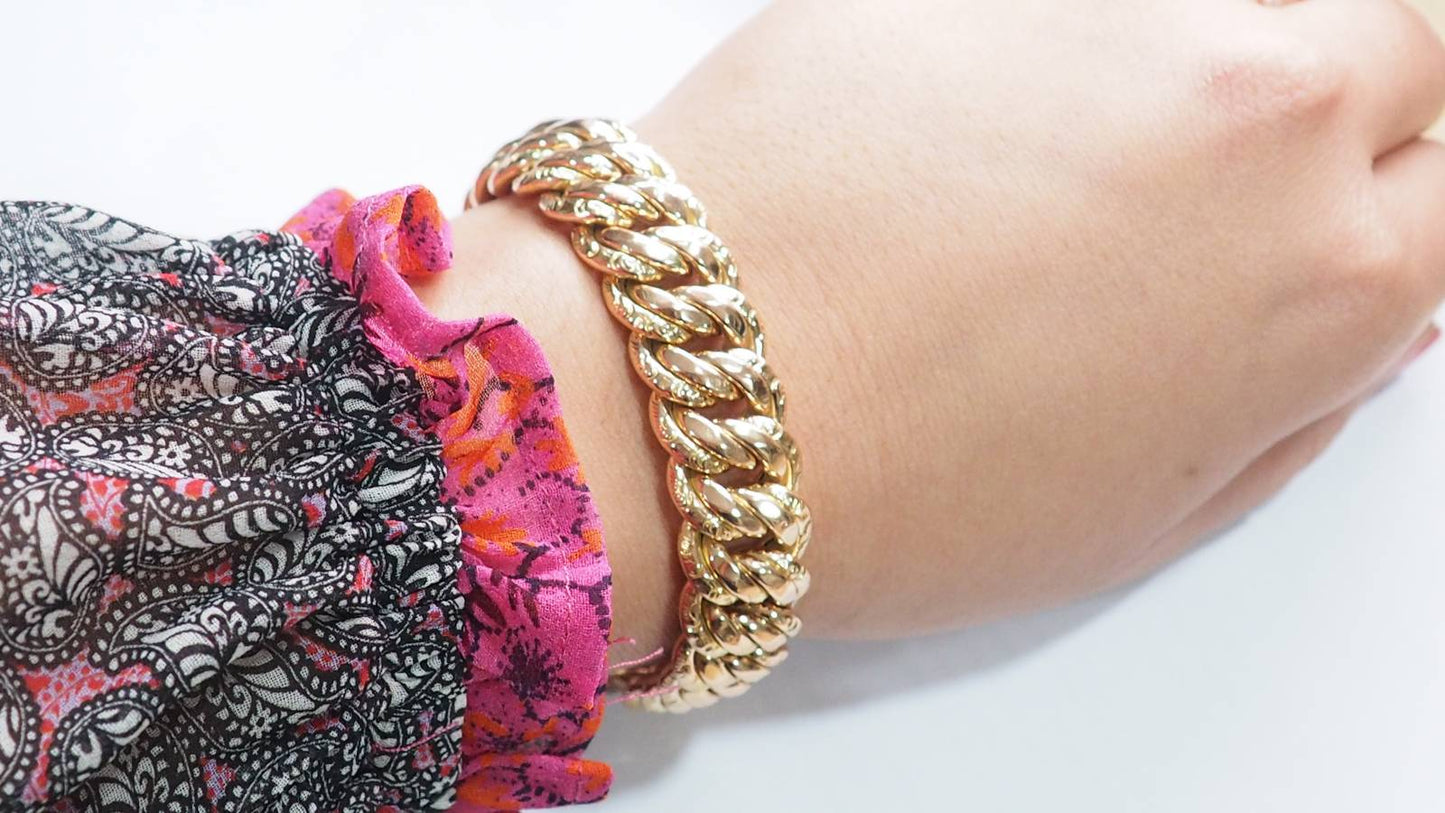 Bracelet vintage maille américaine en or rose