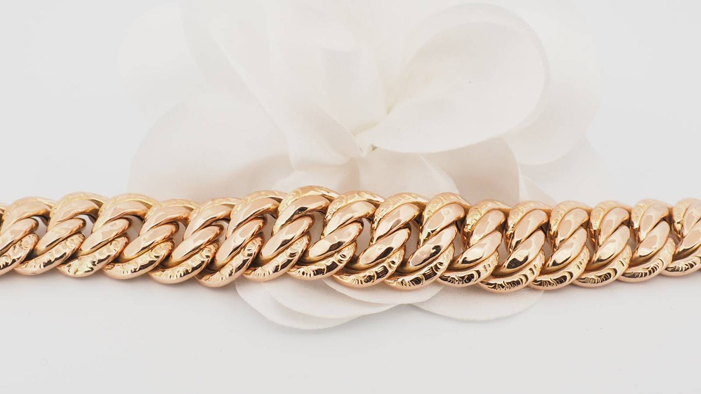 Bracelet vintage maille américaine en or rose
