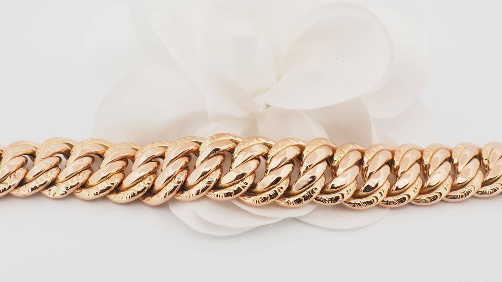 Bracelet vintage maille américaine en or rose