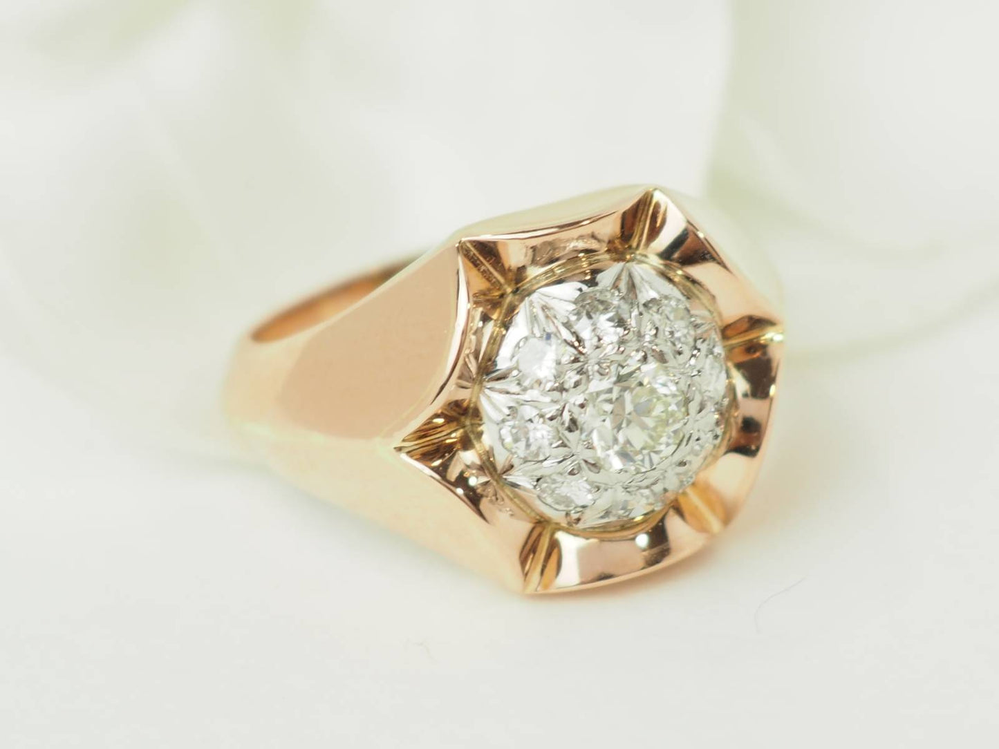 Bague Tank en or rose et diamants