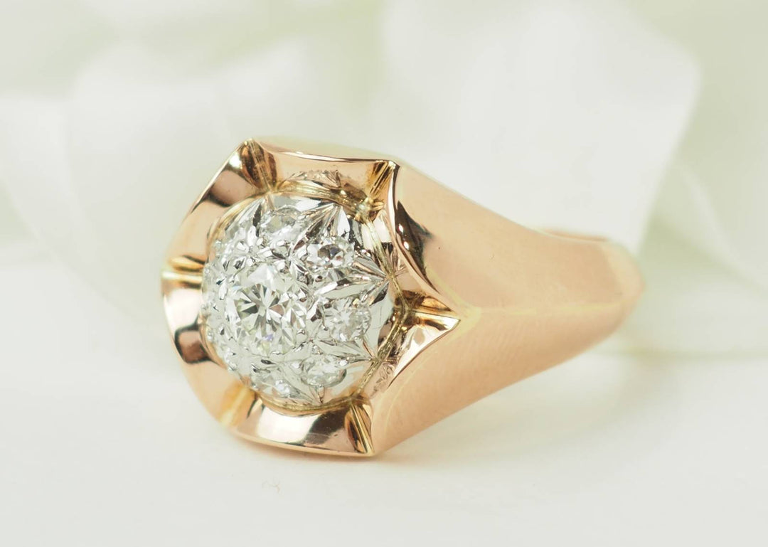 Bague Tank en or rose et diamants