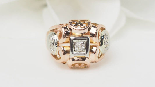 Bague Tank en or bicolore et diamants