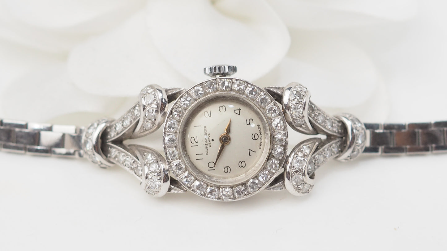 Montre Baume & Mercier en or blanc et diamants