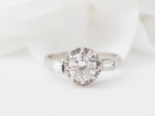 Bague solitaire en Platine et diamant