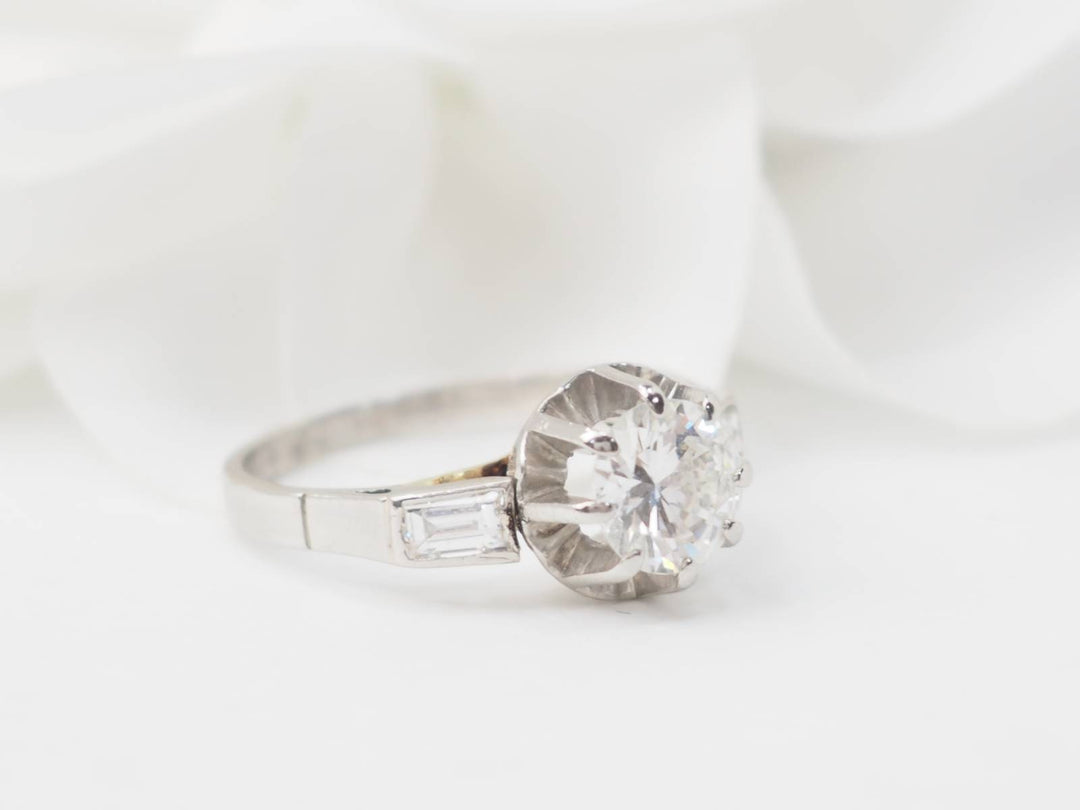 Bague solitaire en Platine et diamant