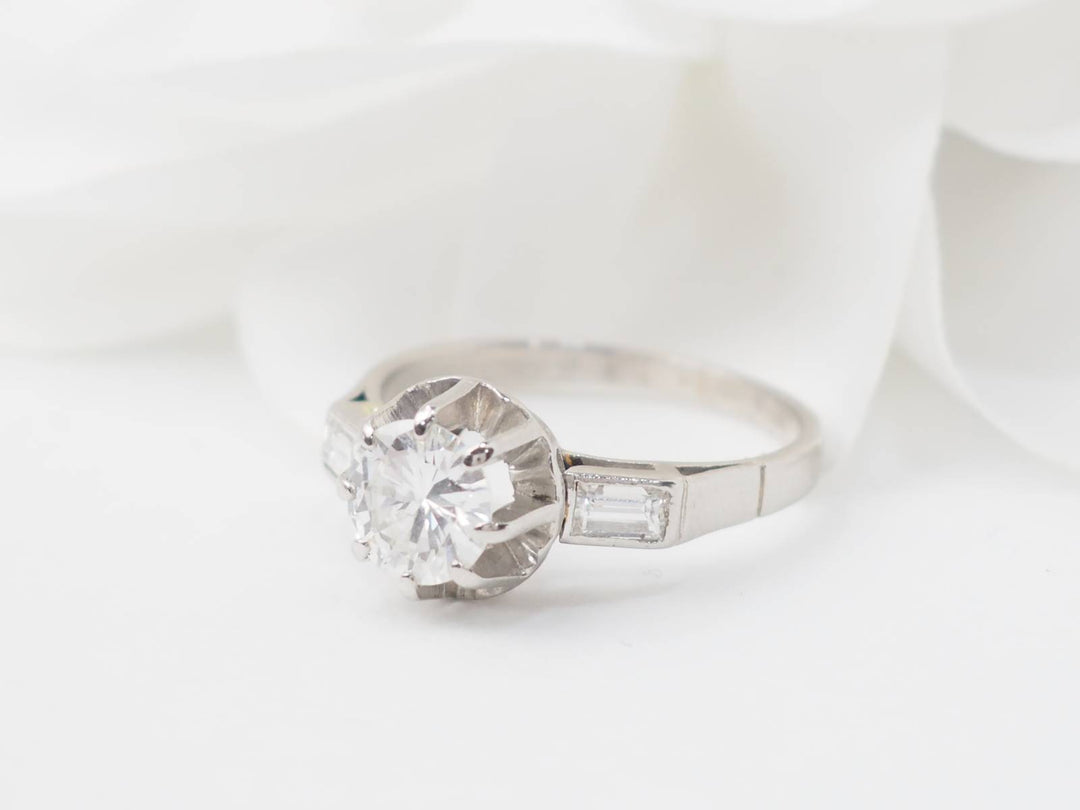 Bague solitaire en Platine et diamant