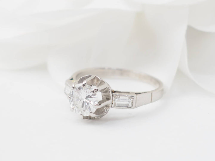 Bague solitaire en Platine et diamant