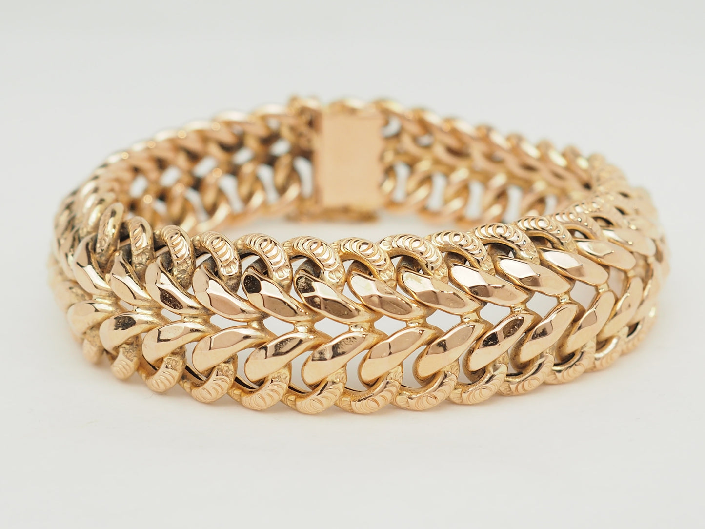 Bracelet maille américaine en or rose