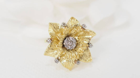 Bague vintage en or jaune et diamants
